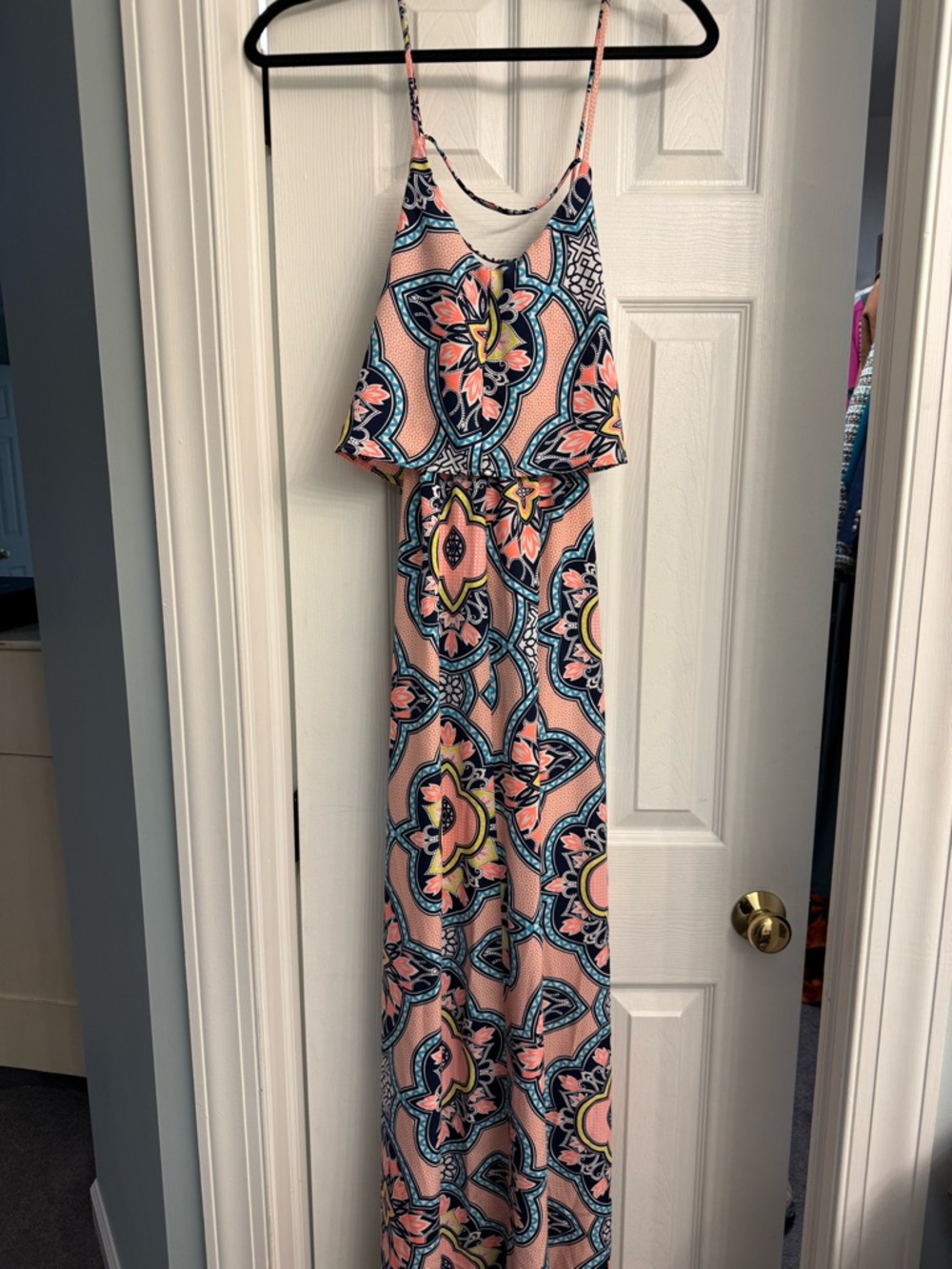 Altar'd State Peach Floral Print Maxi Dress